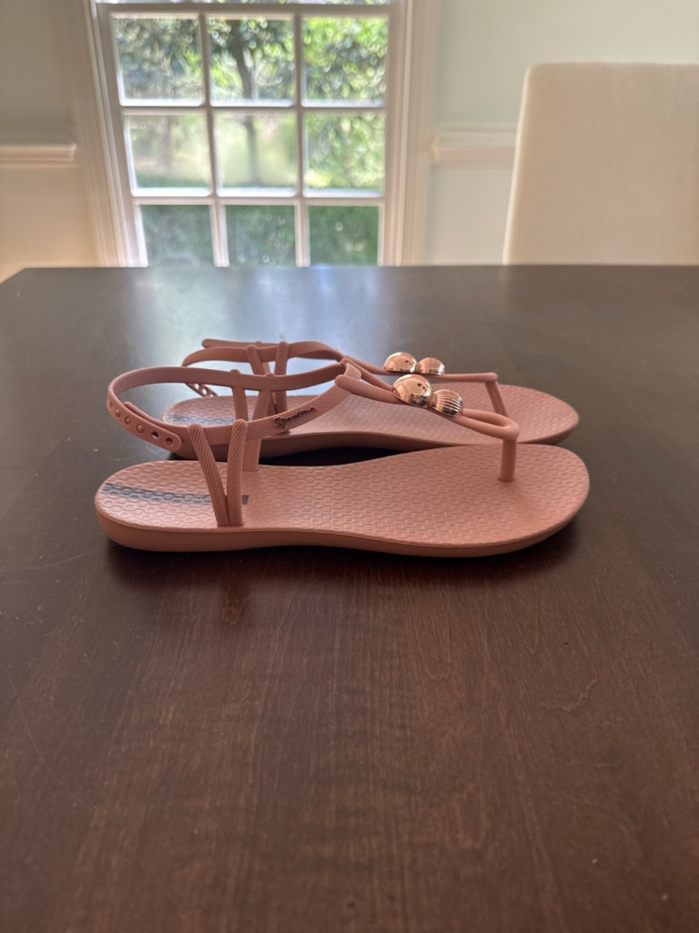 Ipanema Women’s Pink Jelly T-Strap Sandals with Metallic Accent - Picture 2 of 3